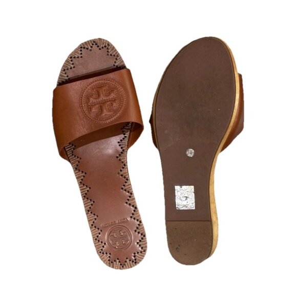 Tory Burch Brown Leather Slide Wooden Sandal Size 7 - Picture 4 of 4